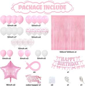 Décorations de ballons d'<span class=keywords><strong>anniversaire</strong></span> nœud rose, ballons nœud rose, bannière Joyeux <span class=keywords><strong>Anniversaire</strong></span>, décoration de gâteau pour baby shower et enterrement de vie de jeune fille - Product Image 3