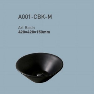 Lavabo de Cerámica CR A001-CBK-M Negro Mate, 420x420x150mm, para Encimera - Product Image 1