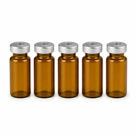 Flacon tubulaire en verre transparent ou ambré de 2 ml et 5 ml à usage industriel, avec bouchon en caoutchouc, en verre borosilicate neutre/bas, sérigraphié Munanglass