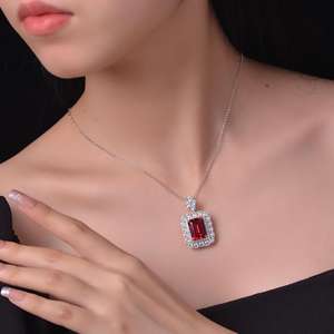 Wholesale 10x14mm <b>925</b> Sterling <b>Silver</b> Diamond Zircon Pendant <b>Necklace</b> for Female - Product Image 5