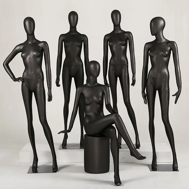 Xinji Groothandel Mode Dummy Modellen Sexy Lady Mannequins Matte Black Full Body Vrouwelijke Hanger Mannequin