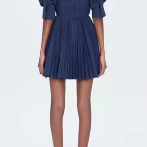 Vestido de Lino de Alta Calidad a Bajo Precio para Mujer, Estilo Elegante para Cena, Sexy, con Escote Profundo en V, Manga Abullonada, Mini Vestido de Verano para Dama - Product Image 5