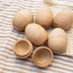 Huevos de Pascua de Madera Tallados Personalizados, Huevos de Pascua Huecos, Seguros para Niños, Pulidos, Arte Popular, Juguetes de Madera para Pascua - Product Image 1