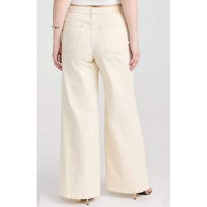 Pantalon en jean crème à jambes larges pour femmes, taille haute, coupe ample, denim écologique, style streetwear, taille 26-40 OSCA - Product Image 3