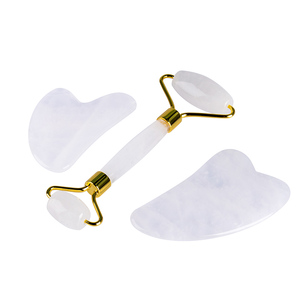 Marque privée OEM Logo Soins de la peau Outil de massage pour la beauté du visage Rouleau de jade en cristal clair Ensemble <span class=keywords><strong>Gua</strong></span> <span class=keywords><strong>Sha</strong></span> sans boîte - Product Image 1
