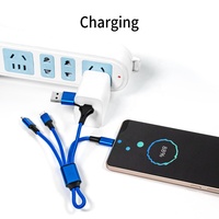 Câble de charge portable pour porte-clés 5 en 1, multi-ports, nylon durable, logo personnalisé, cadeau promotionnel d'entreprise