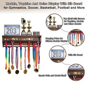 2026 단단한 나무 메달 걸이 디스플레이 선반 메달 홀더, 러너용 벽걸이 형 메달 랙 디스플레이 홀더 - Product Image 3