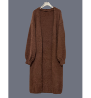 Neue Anti-Pilling Stylische Freizeitkleidung Bequeme Knöchellange Damen-Strickjacke Kunstfell-Optik Grobstrick-Cardigan