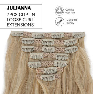 Julianna Protéine Fibre Kanekalon Vente en gros 24 pouces 200g Clip-in 7 en paquets Carton Loose Curly Synthétique Clip in Hair Extension - Product Image 3