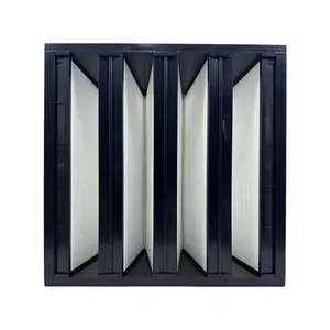 Customized H13 H14 High Efficiency Mini Pleat V Bank Compact Hepa Air Filter Abs Plastic Frame