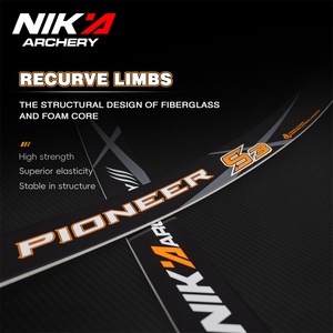 Palas de arco recurvo Nika Archery <span class=keywords><strong>S3</strong></span> <span class=keywords><strong>Pioneer</strong></span> para tiro al blanco, 68 pulgadas, 14-40 libras, núcleo de espuma de fibra de vidrio, palas de arco desmontables ILF - Product Image 4