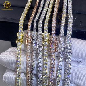 Güzel takı kalça HopNecklace 10k 14k 18k altın VS1 Lab elmas HPHT CVD 2MM 3MM küme buzlu Out tenis zincir bilezik bağlantı zinciri - Product Image 2