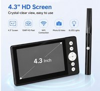Caméra Otoscope Endoscope sans fil HD1080P 5MP portable pour nettoyage d'oreilles, diamètre 3,5 mm, écran 4,3 pouces, éclairage LED, élimination du cérumen