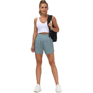 Pantalones cortos deportivos de cintura alta para mujer FOXA con forro y bolsillos con cremallera - Product Image 6