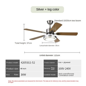 พัดลมเพดานมอเตอร์ไฟ LED DC ขนาด52นิ้วที่ทันสมัยพร้อมไฟตัวกระจกคุณภาพสูงและรีโมทคอนโทรล5ใบมีด - Product Image 4