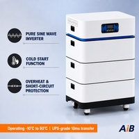 Système de stockage d'énergie tout-en-un empilable AiB 6,5 kW 15,36 kWh LiFePO4 51,2 V 200 A pour la maison, les télécommunications, l'énergie solaire hors réseau, usine OEM