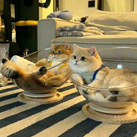 Lit pour chat d'extérieur, style capsule, tout-en-un, avec jouet anti-ennui, respirant, transparent, semi-fermé, pour l'été