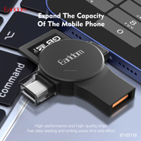 Adaptateur USB Earldom Offre Spéciale 5 en 1 USB vers Dual 8 Pin + Interface USB-C/Type-C Adaptateur OTG Convertisseur OTG U Disk Noir