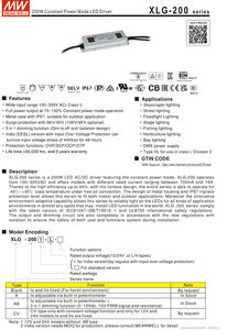 Controlador <span class=keywords><strong>LED</strong></span> de Potencia Constante MEAN WELL XLG-200-H-AB <span class=keywords><strong>200W</strong></span> 27-56V 5.55A IP67, 3 en 1 con Función de Atenuación, 5 Años de Garantía - Product Image 6