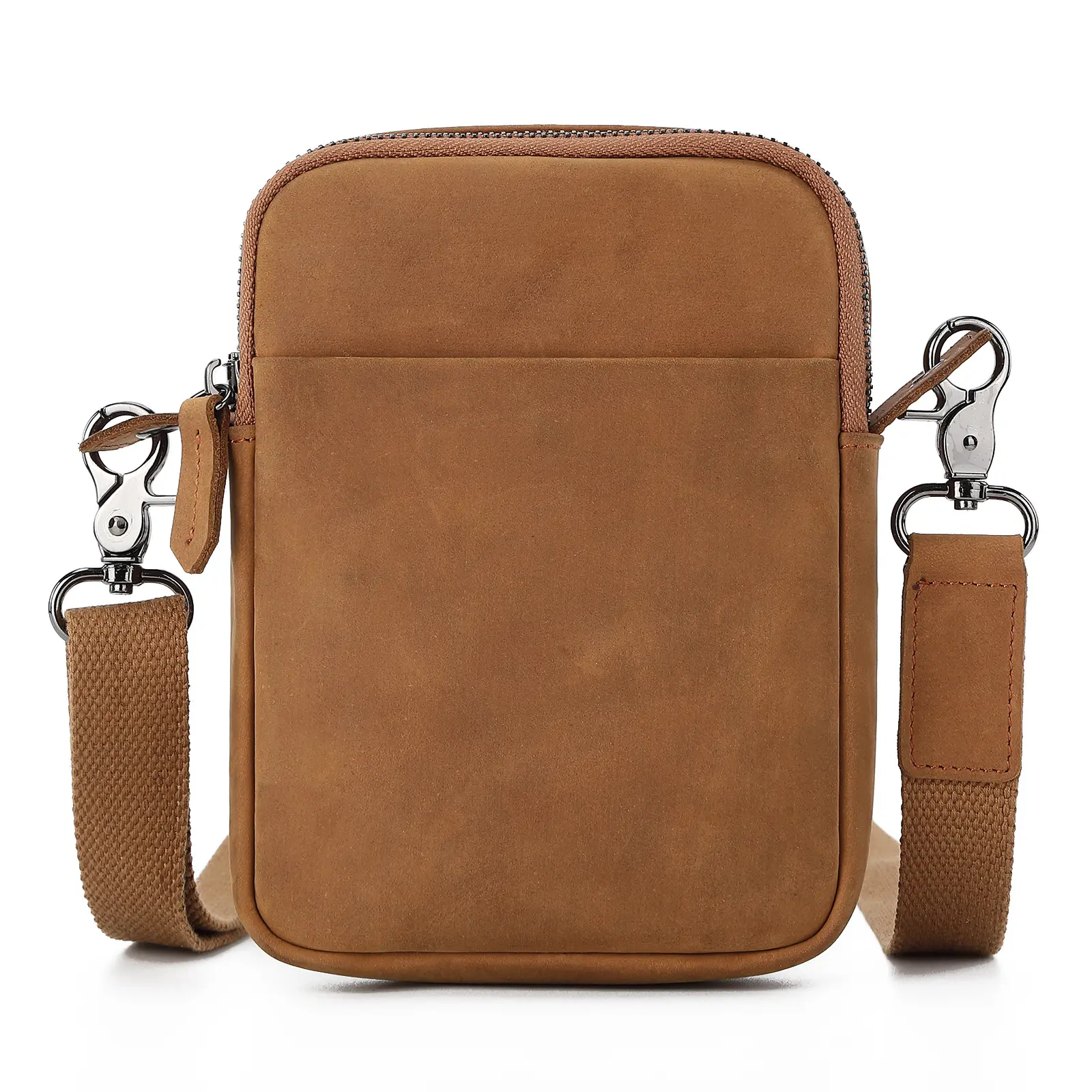 Bolsa de cintura em couro genuíno masculina personalizada, bolsa crossbody multifuncional para celular, bolsa de ombro em couro para uso ao ar livre