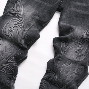 Jeans de Mezclilla para Hombre, Estilo Punk, Negros, Ajustados, Elásticos, Rotos, Bordados, Cintura Media, para Adolescentes - Product Image 4