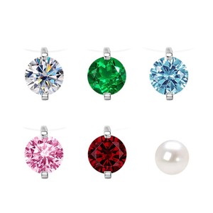 สร้อยคอเงินแท้ S925 ประดับเพชรโมอิสซาไนต์ทรงกลมหลากสไตล์ พร้อมจี้รูปหยดน้ำนางเงือก สายใส - Product Image 6