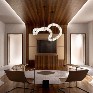 Lámpara Colgante Moderna de Alabastro Natural con Forma Personalizada, Lámpara de Araña LED de Piedra de Mármol de Lujo para Decoración de Comedor de Hotel o Villa - Product Image 5