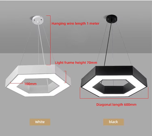 Lampadario a Sospensione LED Esagonale Moderno Dimmerabile, Lampade a Sospensione in Acrilico, Stile <span class=keywords><strong>Semplice</strong></span>, Installazione Sospesa - Product Image 3
