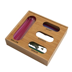 Hot Selling Bamboo Plastic Bag Organizer Storage Organizer for Drawer Compatible with Sandwich and Snack Variety