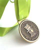 Logo personnalisé d'usine OEM médailles d'attribution avec ruban blanc or argent bronze honneur cyclisme course marathon médaille de sport en métal
