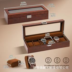 Wooden <b>Watch</b> Box With Glass Lid Dustproof Rectangle Storage <b>Case</b> For <b>Watch</b> Display Packaging - Product Image 4