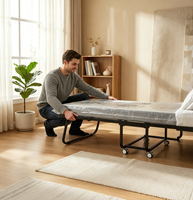 Lit pliant portable avec cadre en fer, gain de place, lit d'appoint pliable, utilisation hôtelière, écologique, durable, qualité certifiée CE ISO9001