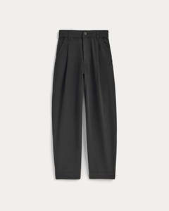 Leduo Customized <b>Women</b> High Waist Pleated Barrel Leg <b>Cropped</b> Pants Solid <b>Black</b> Cotton Casual Ankle <b>Trousers</b> With Pockets - Product Image 3
