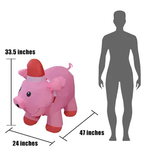 4ft màu hồng Pig Inflatable giáng sinh trang trí với nguồn cung cấp bên ngoài trời trang trí động vật dễ thương