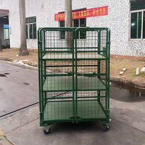 अनुकूलन योग्य धातु चार-पहिया रोल कंटेनर 500 किलोग्राम फोल्डेबल वायर जाल ट्रॉली कंटेनर, रसद परिवहन गोदाम सुपरमार्केट के लिए - Product Image 2