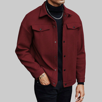 Veste décontractée pour homme en mélange de laine, col boutonné, style streetwear, coupe oversize, avec poches, pour l'automne et l'hiver
