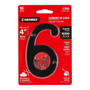 NUCH-6N Hermex piccolo ottone numero 6 Black Yard & Lawn Sign