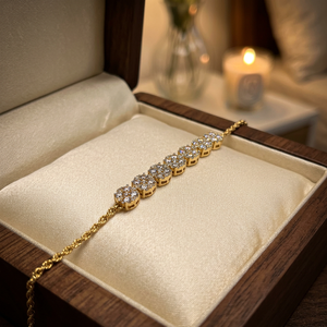 Pulsera de tenis de oro natural con diamantes, diseño floral, joyería fina de lujo, pulsera de oro amarillo con diamantes, diseño clásico, regalo - Product Image 4