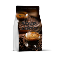 Sachet de café mono-PP étanche avec valve, pour la fraîcheur des grains de café, emballage alimentaire, impression personnalisée disponible, vente en gros