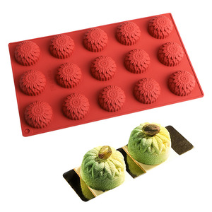 Semi Circular Flower Shape Mousse Cake Mold 15 Cavity <b>Silicone</b> <b>Baking</b> Mold For Dessert Ice Cream Chocolate Commercial Use - Product Image 2