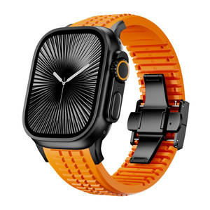 Bracelet de montre à boucle en acier inoxydable 316 de style silicone de luxe pour <span class=keywords><strong>Apple</strong></span> <span class=keywords><strong>Watch</strong></span> 49mm 46mm Bracelet pour <span class=keywords><strong>Apple</strong></span> IWatch S11 10 9 Ultra 8 - Product Image 1