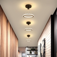 Plafonnier LED moderne pour la maison, ultra-fin, à intensité variable, alimenté en courant alternatif, noir et or, petit, en acrylique, élégant, pour la maison, le bureau, l'intérieur, le couloir