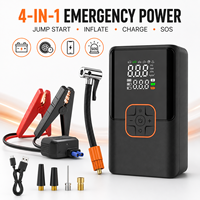 4 in 1 Car Jump Starter with Air Compressor 12V Portable Tire Inflator Power Bank Battery Booster LED Light for Emergency Truck
