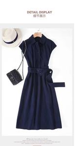 <strong>Navy</strong> Blue Sleeveless Long <strong>Lady</strong> Casual Dress - Product Image 5