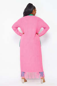 <span class=keywords><strong>Cardigan</strong></span> Lungo Classico da <span class=keywords><strong>Donna</strong></span> in Maglia Rosa <span class=keywords><strong>Verde</strong></span> per Confraternite Scolastiche, Produzione OEM ODM Personalizzata - Product Image 3