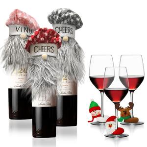Muñeco sin rostro de Gnomo de franela, cubierta de botella de vino, adornos navideños festivos para mesa de fiesta en casa, envoltura de regalo de vacaciones - Product Image 1
