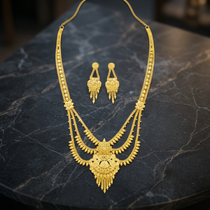 Colliers de mode en gros, plaqué or 14K, 18K, 24K, style Dubaï, ensemble de bijoux de mariée Rani Haar, design traditionnel - Product Image 4
