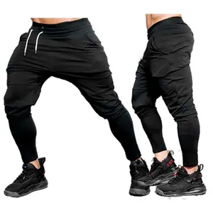 Celana Ketat Kasual Pria, Pakaian Olahraga Kebugaran Celana Lari Jogger Celana Ketat Hitam Gym