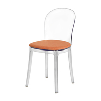 Chaise de salle à manger en acrylique, siège en coton et lin, patins en caoutchouc, mobilier de maison, style nordique moderne, transparente, simple, élégante, durable, confortable