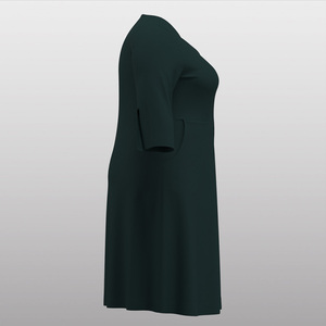 Abito Trendy 2025 Verde Smeraldo Scuro con Scollo a V, Maniche 3/4, Vestibilità Comoda per Ufficio, Casual, Riunioni e Tea Time - Product Image 6